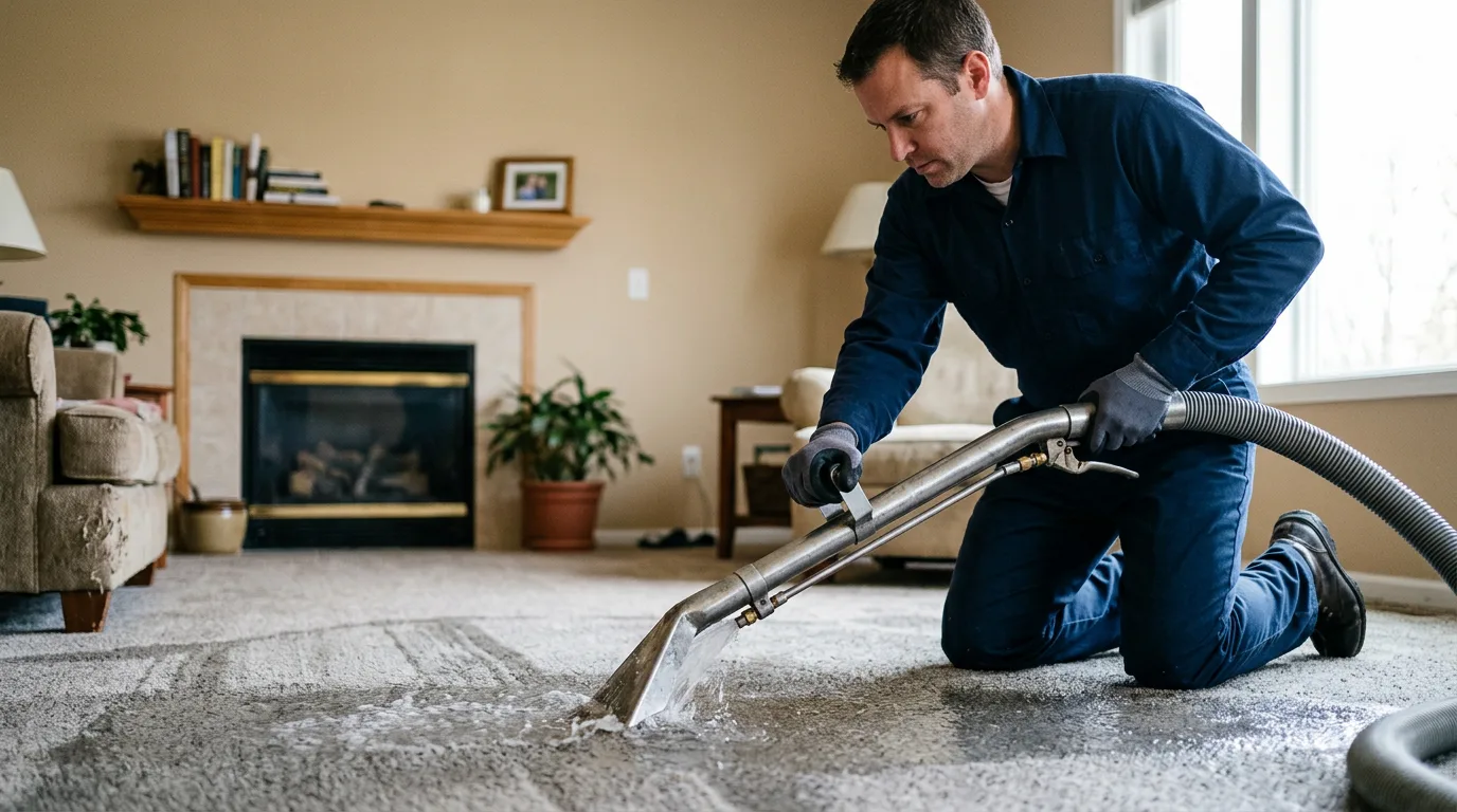 Water damage restoration technician working near Sarepta, LA